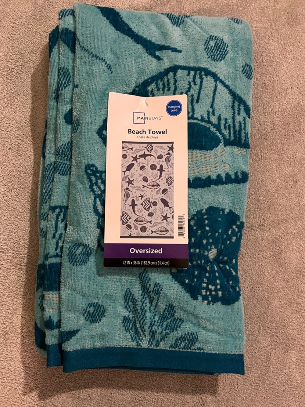 Oversized Blue Turquoise Sea Life Beach Towel